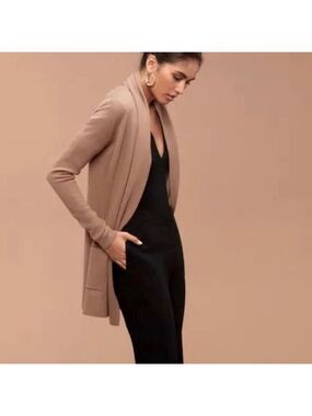 ARITZIA BABATON Wool Cashmere Blend Open Front Long Sleeve Sweater in Camel Sz S